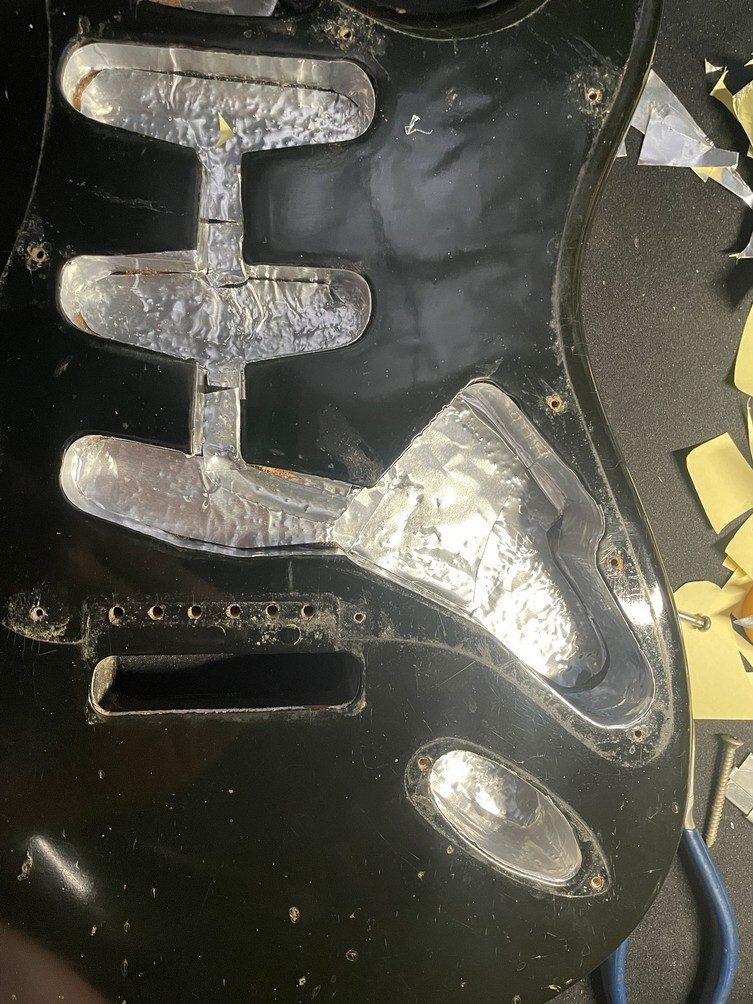 1972 Fender Stratocaster body cavity and shielding documentation