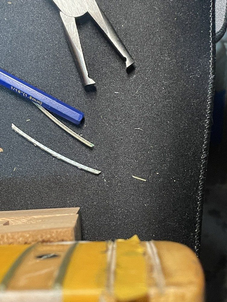 Fretwork tools used during 1972 Fender Stratocaster maple neck refret