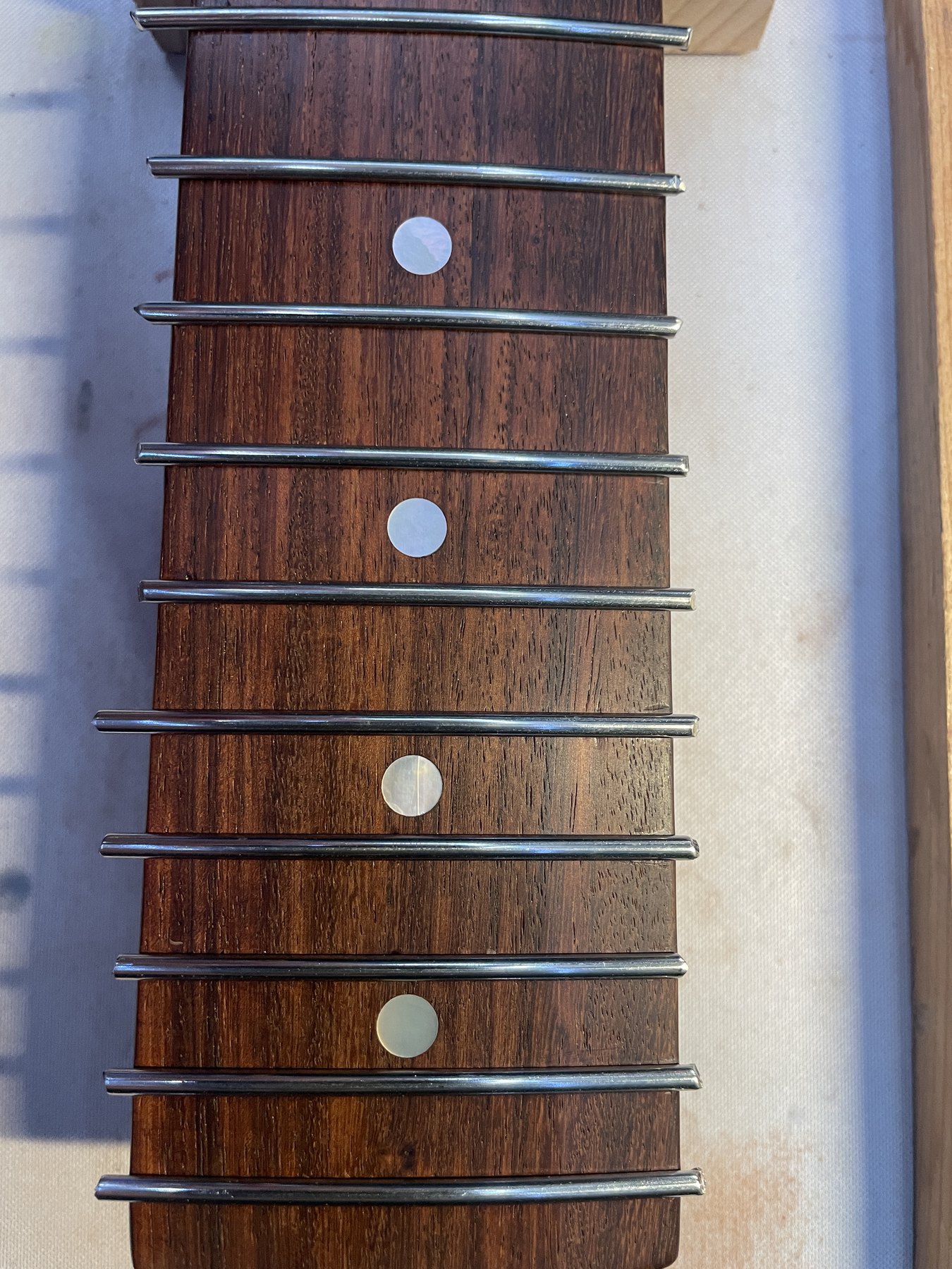 New Jescar fretwire installed across the Pacifica 921 fingerboard