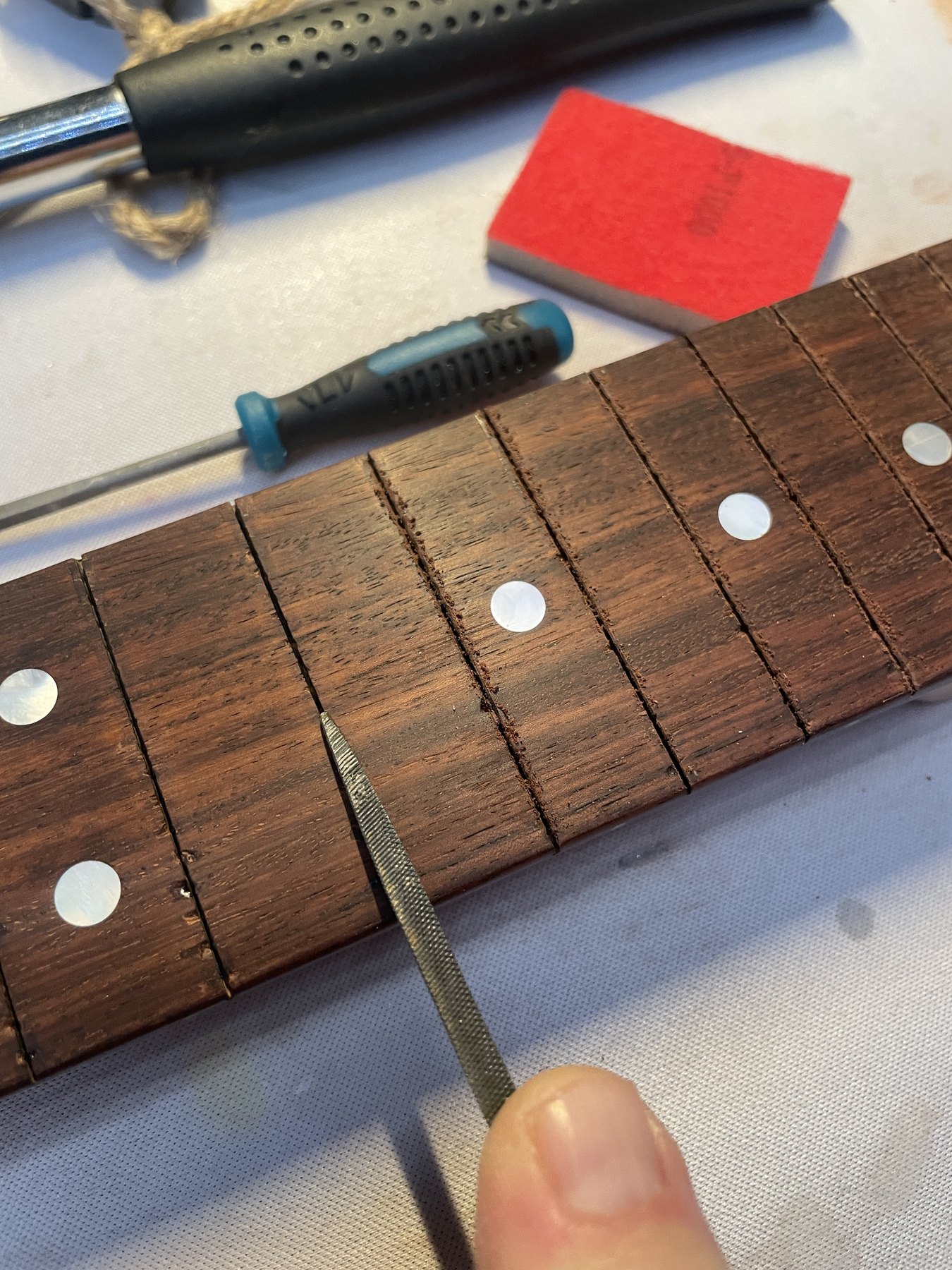 Cleaning and preparing the Pacifica 921 fret slots