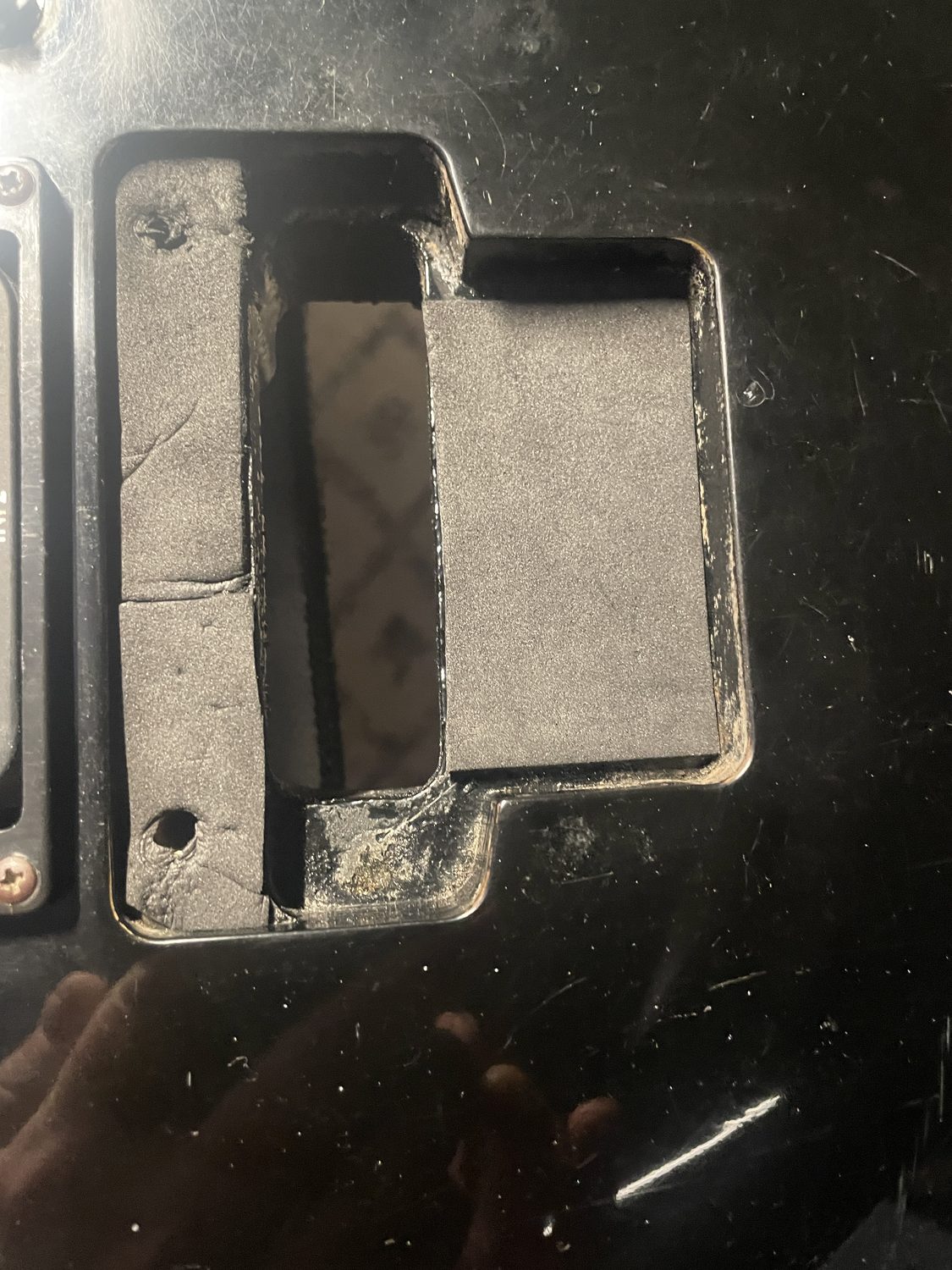 Ibanez RG470 pickup cavity cleanout during restoration