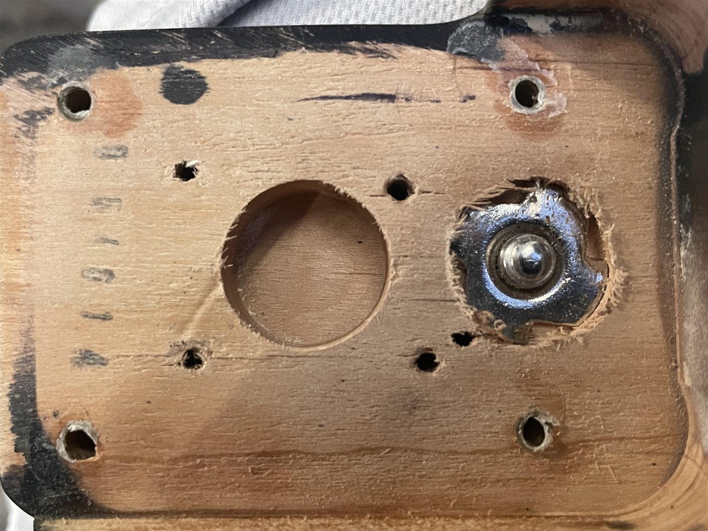 Fender Stratocaster neck pocket authentication marks